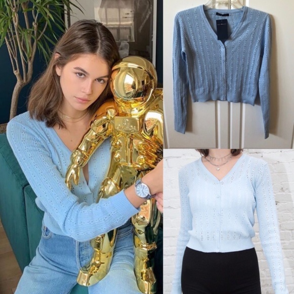 brandy melville blue shannon eyelet cardigan